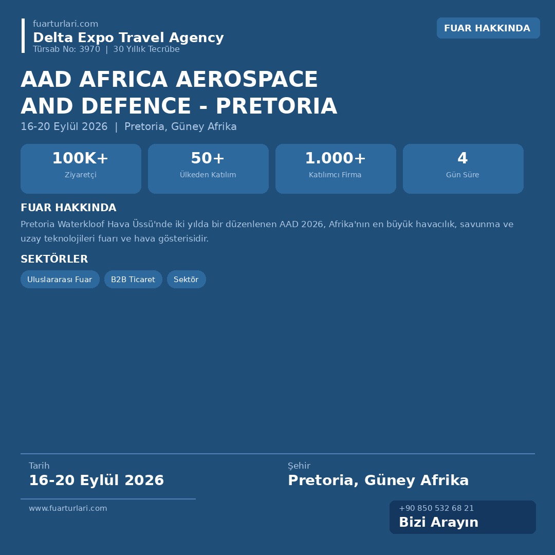 AAD Africa Aerospace and Defence 2026 - Pretoria - Fuar Salonu