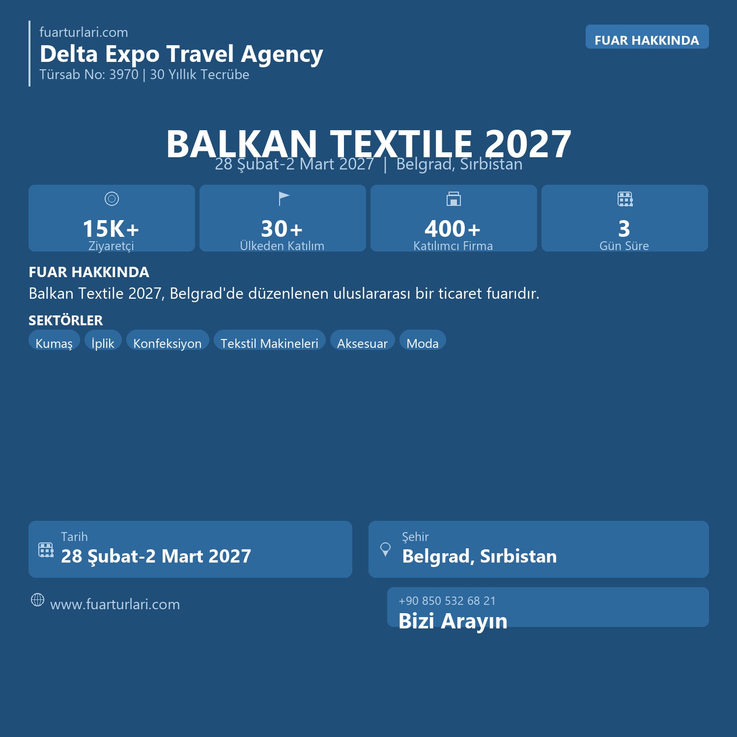Balkan Textile Belgrad 2027 - Fuar Salonu