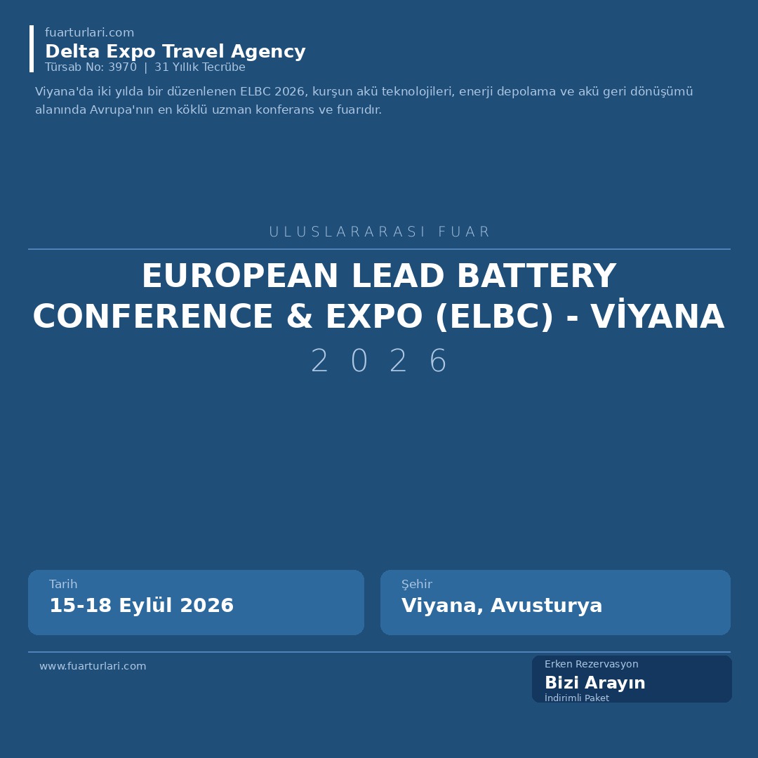 European Lead Battery Conference & Expo (ELBC) 2026 - Viyana - Fuar Salonu