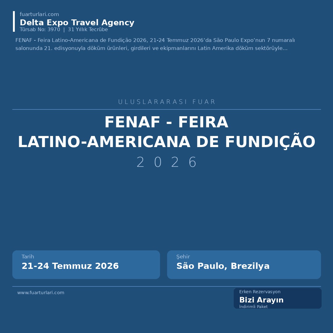 FENAF - Feira Latino-Americana de Fundição 2026 - Fuar Salonu