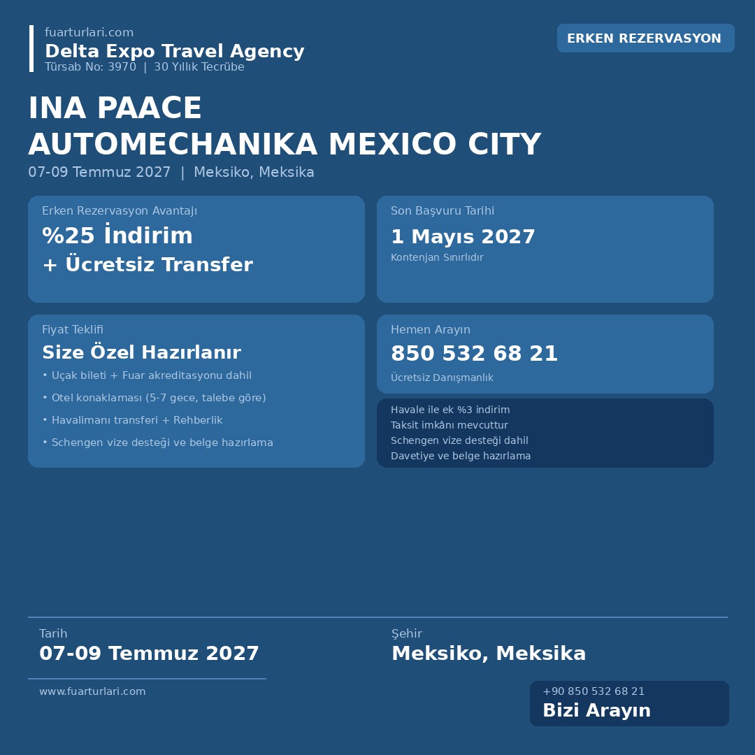 INA PAACE Automechanika Mexico City 2027 - Fuar Salonu
