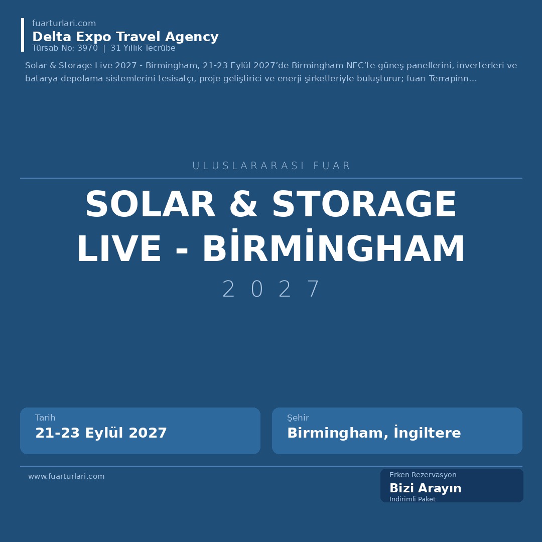 Solar & Storage Live 2027 - Birmingham - Fuar Salonu